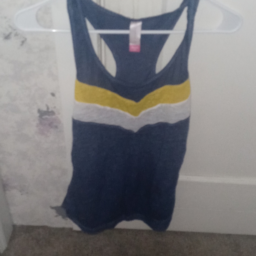 Shirt see threw blue yellow white